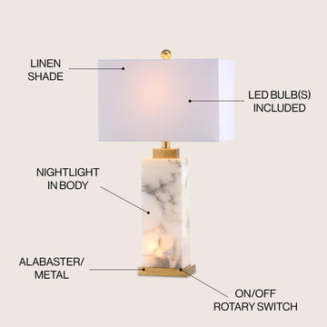 Elizabeth 27.5" Alabaster LED Table Lamp - JONATHAN Y